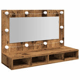 Mirror Cabinet with LED Old Wood 90x31.5x62 cm