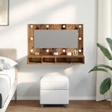 Mirror Cabinet with LED Old Wood 90x31.5x62 cm