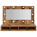 Mirror Cabinet with LED Old Wood 90x31.5x62 cm