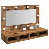 Mirror Cabinet with LED Old Wood 90x31.5x62 cm