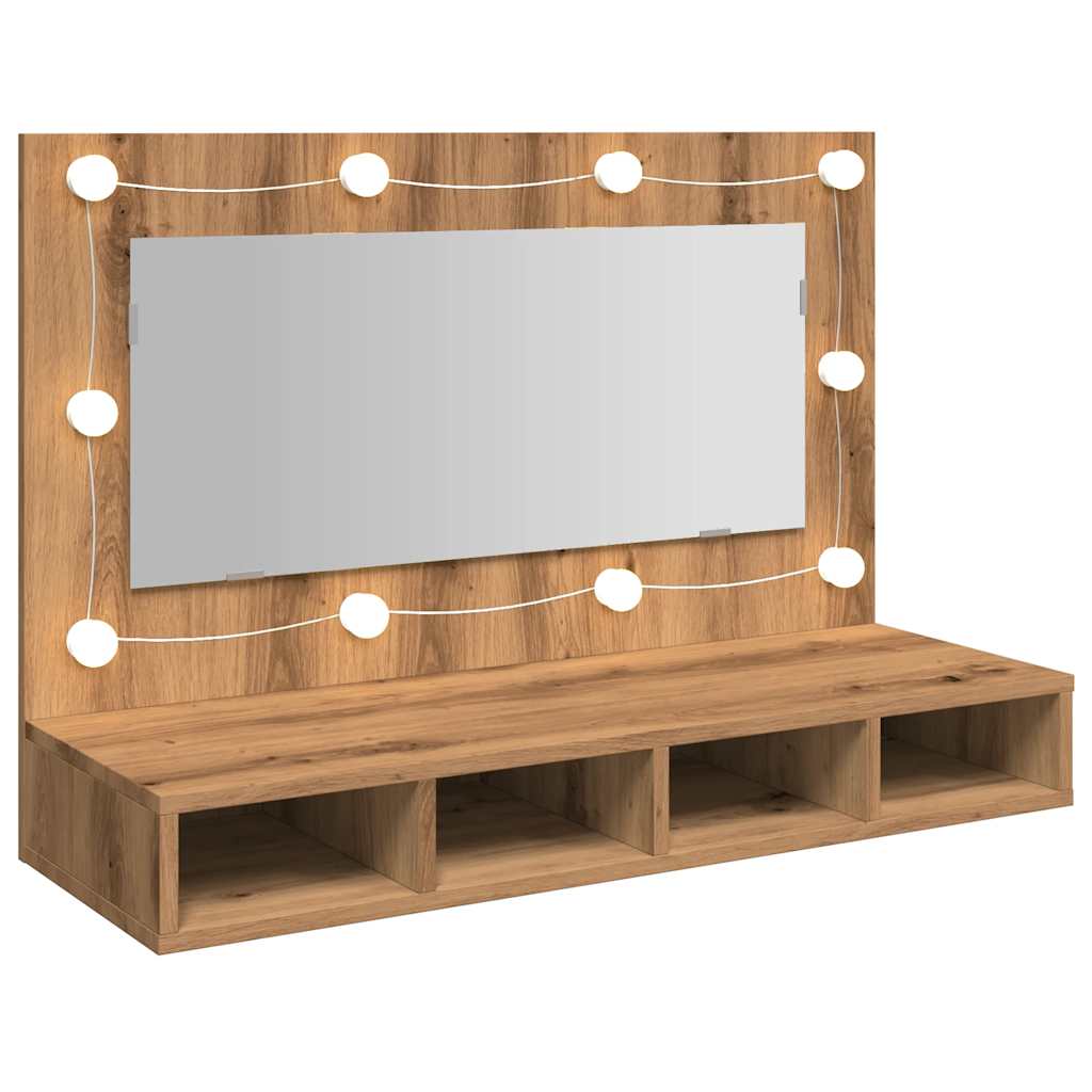 Mirror Cabinet with LED Artisan Oak 90x31.5x62 cm