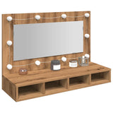 Mirror Cabinet with LED Artisan Oak 90x31.5x62 cm