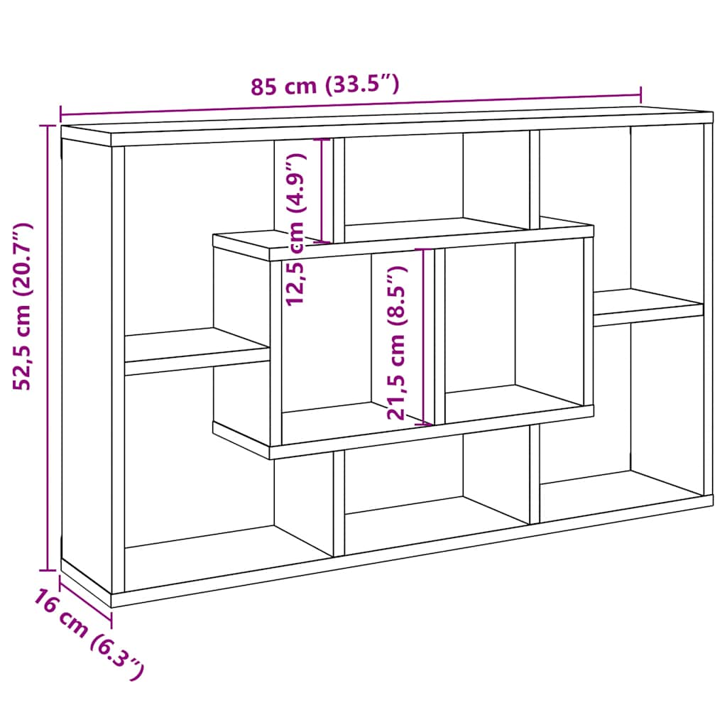 Wall Shelf Old Wood 85x16x52.5 cm Engineered Wood