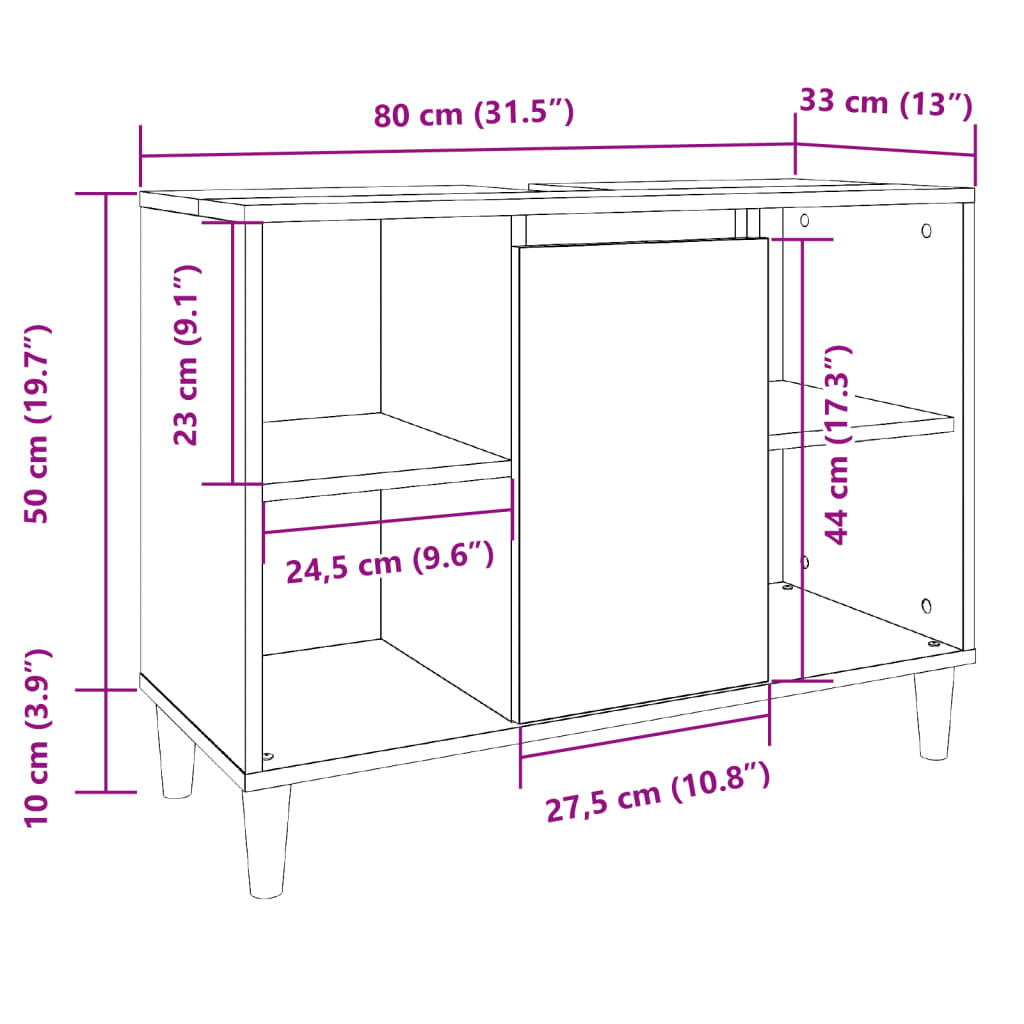 Bathroom Cabinet Sonoma Oak 80x33x60 cm Engineered Wood