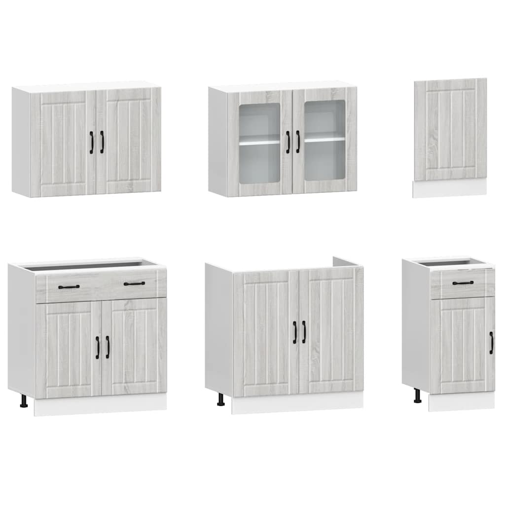 7 Piece Kitchen Cabinet Set Kalmar Grey Sonoma Engineered Wood