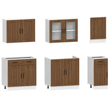 7 Piece Kitchen Cabinet Set Kalmar Brown Oak Engineered Wood