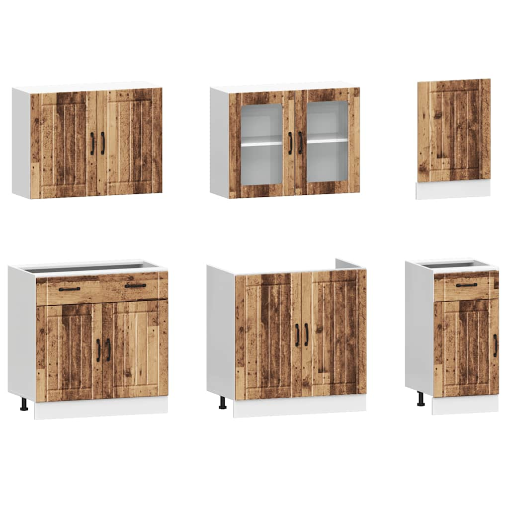 7 Piece Kitchen Cabinet Set Kalmar Old Wood Engineered Wood