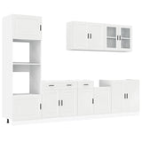 7 Piece Kitchen Cabinet Set Kalmar High Gloss White Engineered Wood