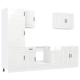 7 Piece Kitchen Cabinet Set Kalmar High Gloss White Engineered Wood