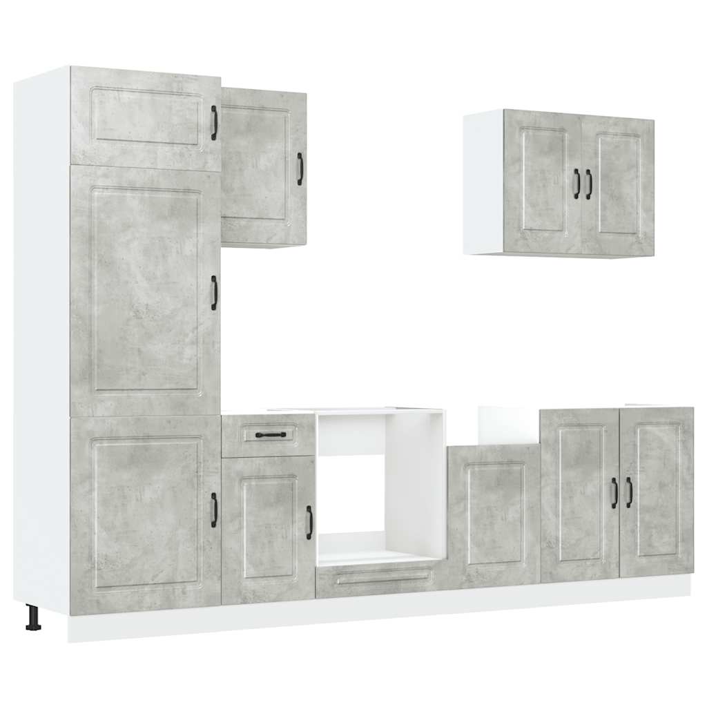 7 Piece Kitchen Cabinet Set Kalmar Concrete Grey Engineered Wood