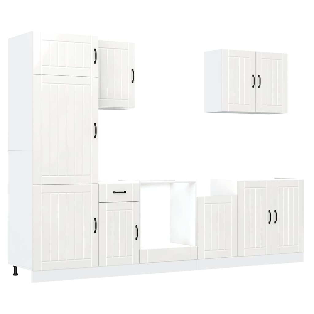 7 Piece Kitchen Cabinet Set Kalmar White Engineered Wood