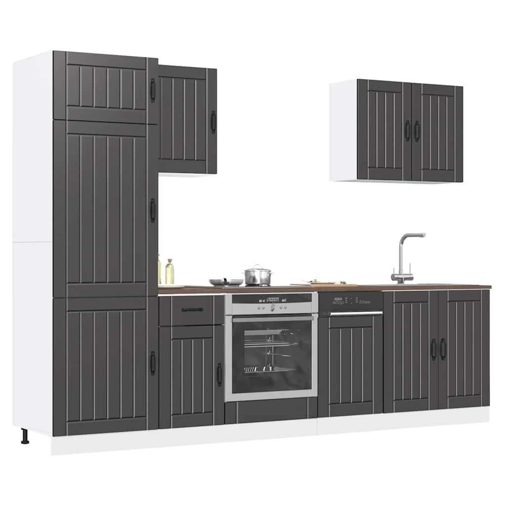 7 Piece Kitchen Cabinet Set Kalmar Black Engineered Wood