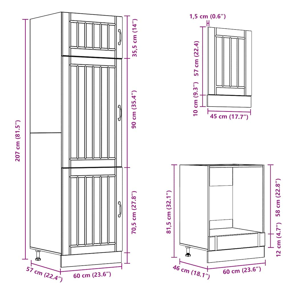 7 Piece Kitchen Cabinet Set Kalmar High Gloss White Engineered Wood