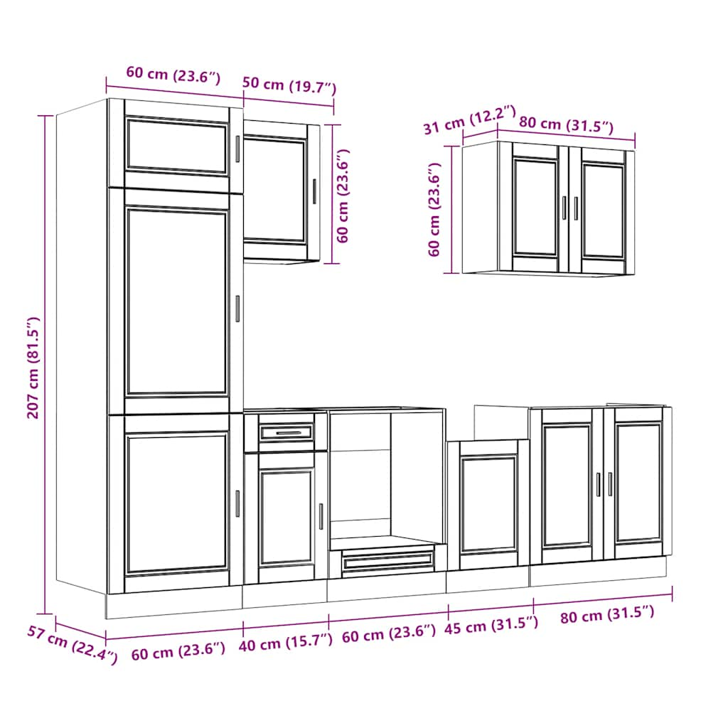 7 Piece Kitchen Cabinet Set Kalmar White Engineered Wood