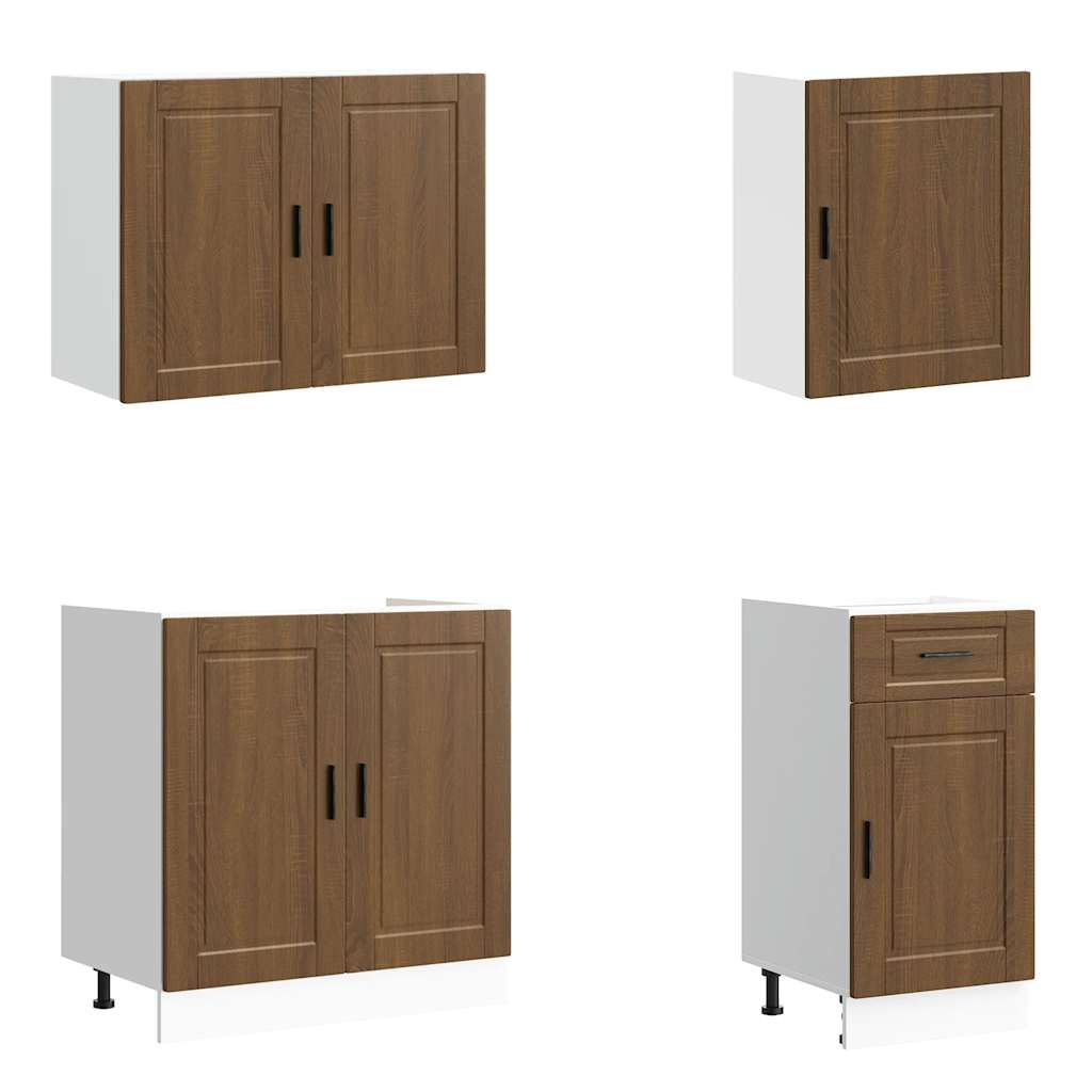 7 Piece Kitchen Cabinet Set Kalmar Brown Oak Engineered Wood