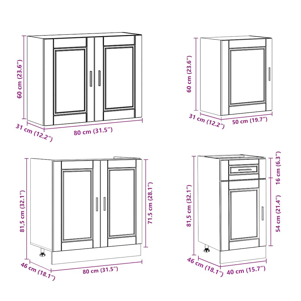 7 Piece Kitchen Cabinet Set Kalmar Old Wood Engineered Wood