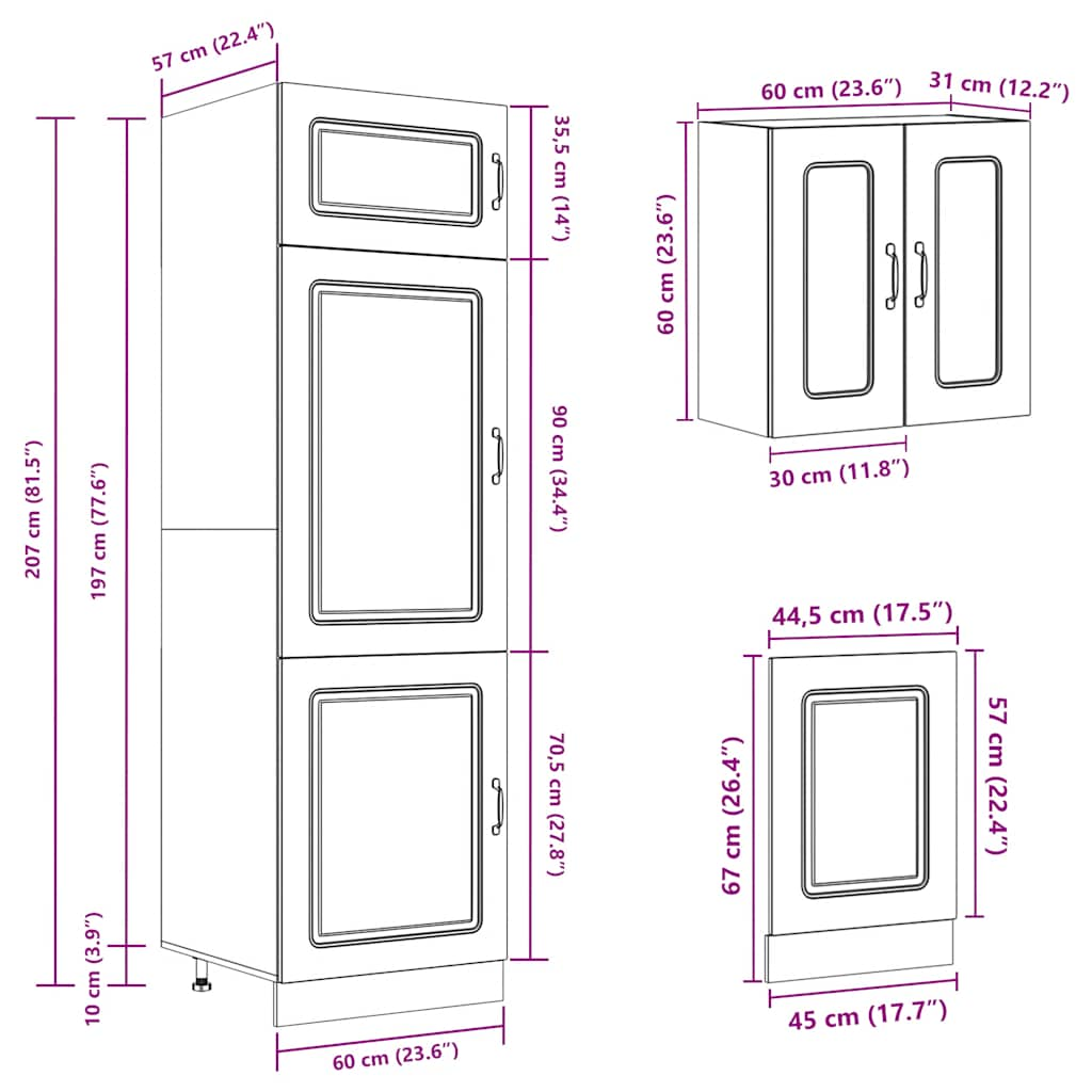 8 Piece Kitchen Cabinet Set Kalmar Black Engineered Wood