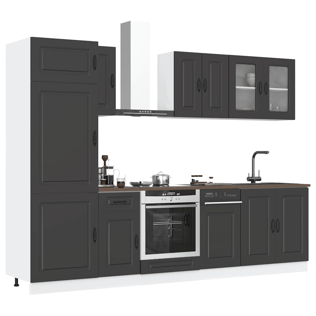 8 Piece Kitchen Cabinet Set Kalmar Black Engineered Wood