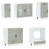 8 Piece Kitchen Cabinet Set Kalmar Concrete Grey Engineered Wood