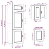 8 Piece Kitchen Cabinet Set Kalmar Concrete Grey Engineered Wood