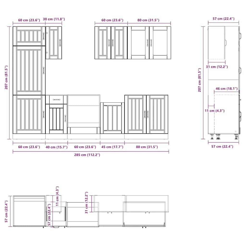 8 Piece Kitchen Cabinet Set Kalmar High Gloss White Engineered Wood