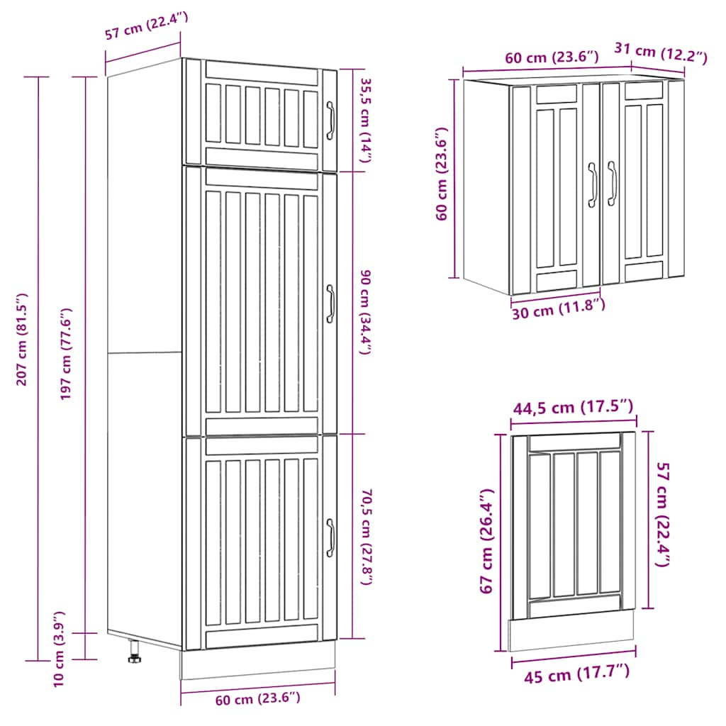 8 Piece Kitchen Cabinet Set Kalmar Sonoma Oak Engineered Wood