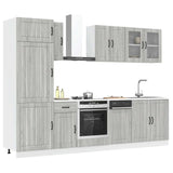 8 Piece Kitchen Cabinet Set Kalmar Grey Sonoma Engineered Wood