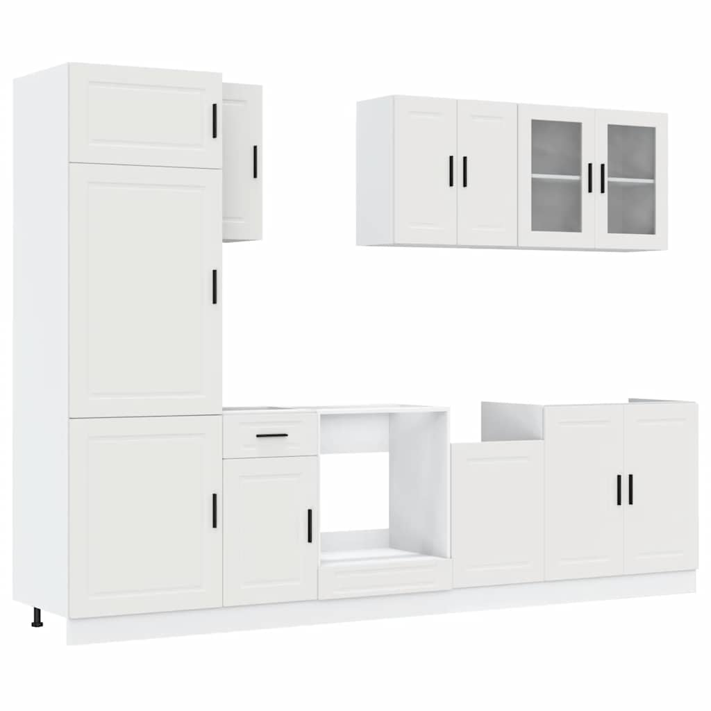 8 Piece Kitchen Cabinet Set Kalmar White Engineered Wood