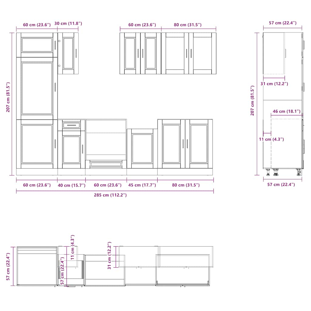 8 Piece Kitchen Cabinet Set Kalmar White Engineered Wood