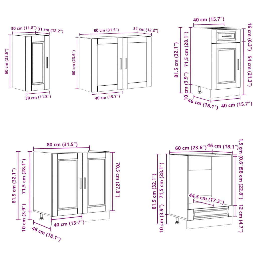 8 Piece Kitchen Cabinet Set Kalmar White Engineered Wood