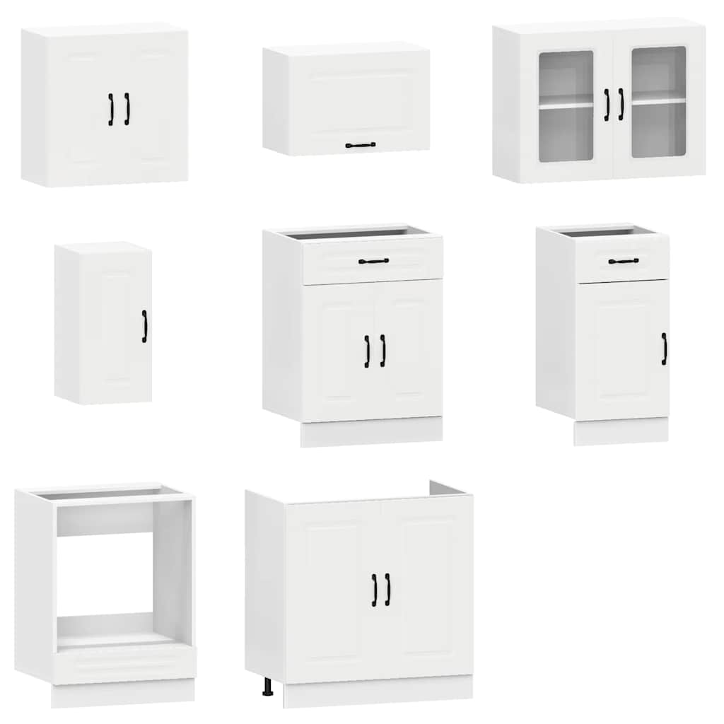 8 Piece Kitchen Cabinet Set Kalmar White Engineered Wood