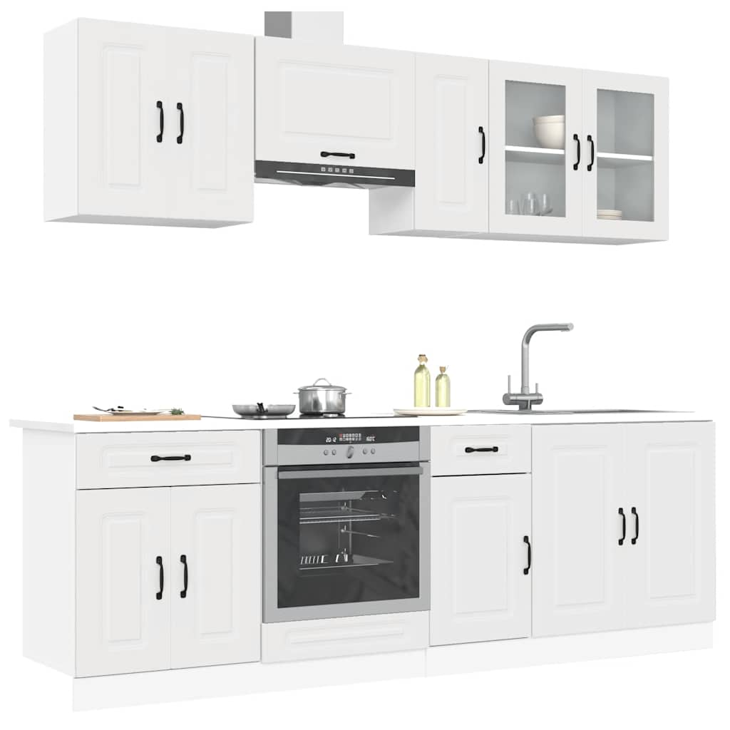 8 Piece Kitchen Cabinet Set Kalmar White Engineered Wood