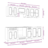 8 Piece Kitchen Cabinet Set Kalmar High Gloss White Engineered Wood