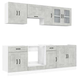 8 Piece Kitchen Cabinet Set Kalmar Concrete Grey Engineered Wood