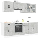 8 Piece Kitchen Cabinet Set Kalmar Concrete Grey Engineered Wood