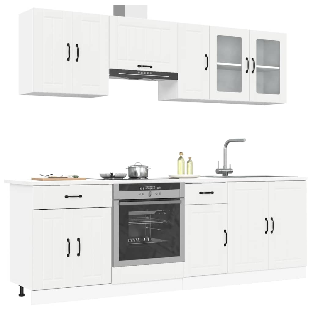 8 Piece Kitchen Cabinet Set Kalmar White Engineered Wood