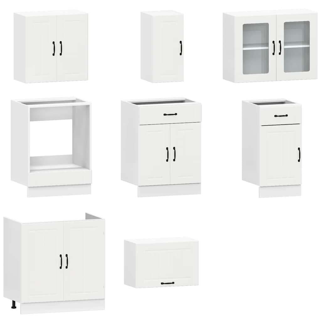 8 Piece Kitchen Cabinet Set Kalmar White Engineered Wood