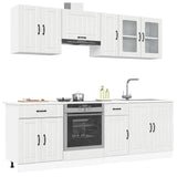 8 Piece Kitchen Cabinet Set Kalmar High Gloss White Engineered Wood