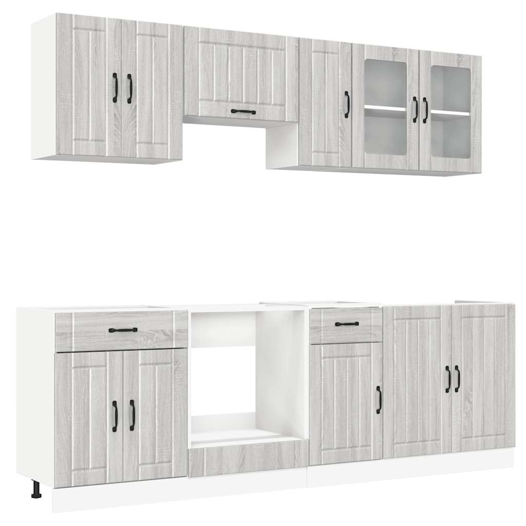 8 Piece Kitchen Cabinet Set Kalmar Grey Sonoma Engineered Wood