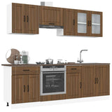 8 Piece Kitchen Cabinet Set Kalmar Brown Oak Engineered Wood