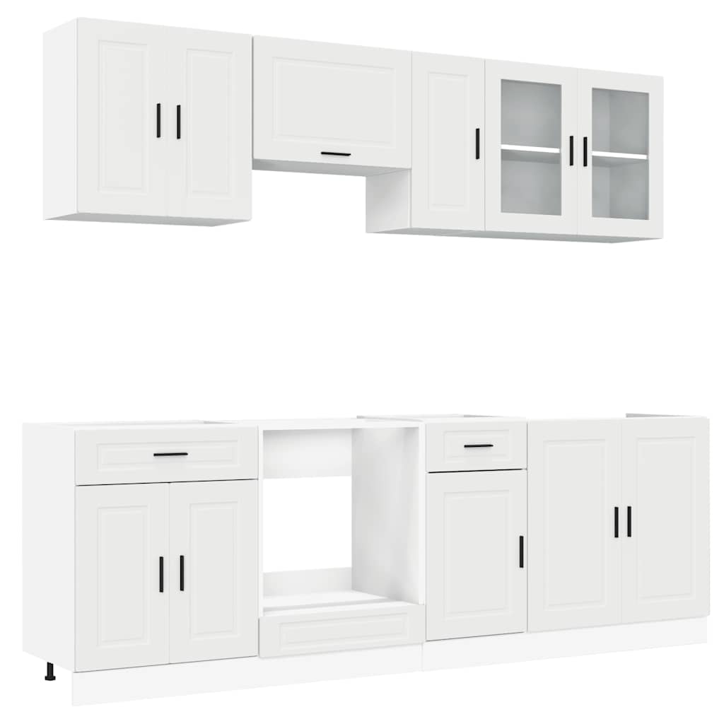 8 Piece Kitchen Cabinet Set Kalmar White Engineered Wood