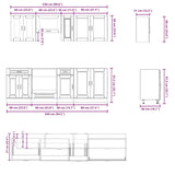 8 Piece Kitchen Cabinet Set Kalmar High Gloss White Engineered Wood