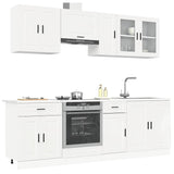 8 Piece Kitchen Cabinet Set Kalmar High Gloss White Engineered Wood