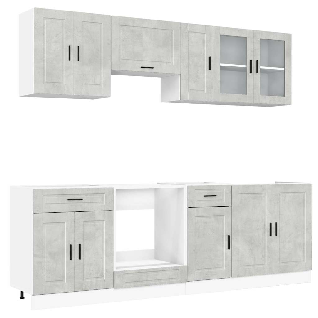 8 Piece Kitchen Cabinet Set Kalmar Concrete Grey Engineered Wood