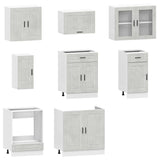 8 Piece Kitchen Cabinet Set Kalmar Concrete Grey Engineered Wood