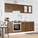 8 Piece Kitchen Cabinet Set Kalmar Brown Oak Engineered Wood