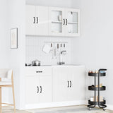 4 Piece Kitchen Cabinet Set Kalmar High Gloss White Engineered Wood