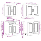 4 Piece Kitchen Cabinet Set Kalmar High Gloss White Engineered Wood