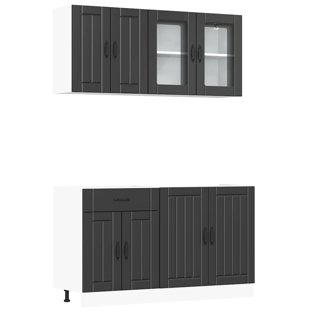 4 Piece Kitchen Cabinet Set Kalmar Black Engineered Wood