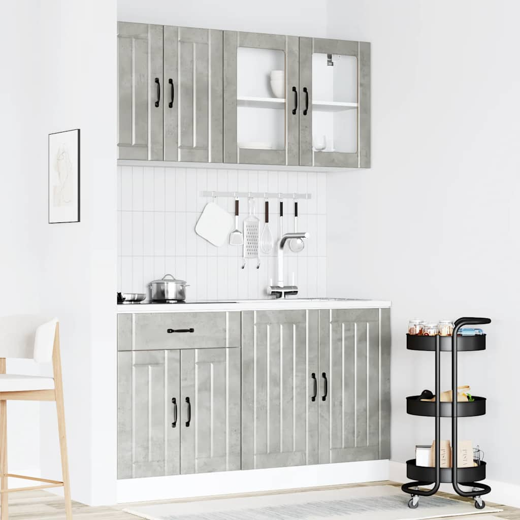 4 Piece Kitchen Cabinet Set Kalmar Concrete Grey Engineered Wood